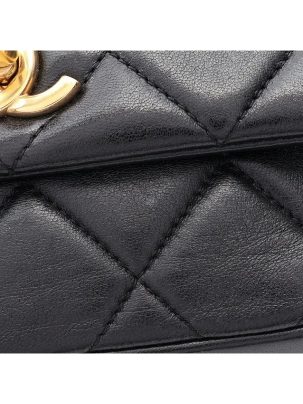 Chanel Shoulder Bag Quilted Black Lambskin 2-Way Chain